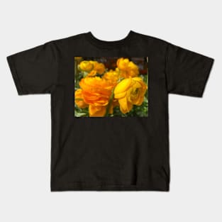 Precious and Tender Orange and Gold Ranunculus Kids T-Shirt